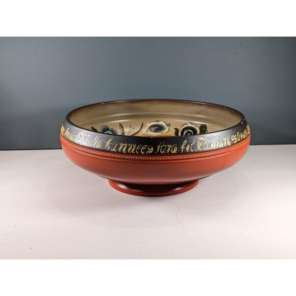 Large 14.5" Norwegian Telemark Rosemaling traditional folk art ale bowl from - Picture 16 of 16